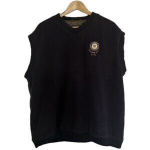 Vintage Fleece Vest Men XL Navy Y2K Pullover Rotary Club 2002 Embroidered Logo